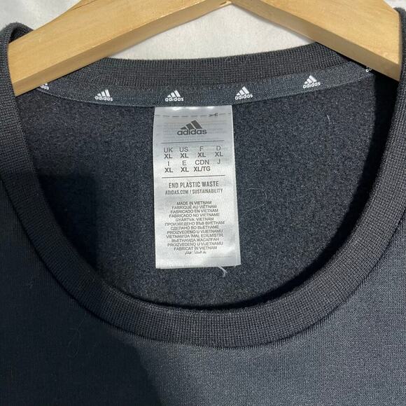 adidas Men's Long Sleeve 3 Stripe Fleece Crew Sweatshirt Pullover size XL - Picture 2 of 5